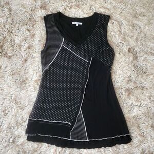 Violet Ruby Patchwork Pattern Mixed‎ Black and White Tunic Tank Top Size Small